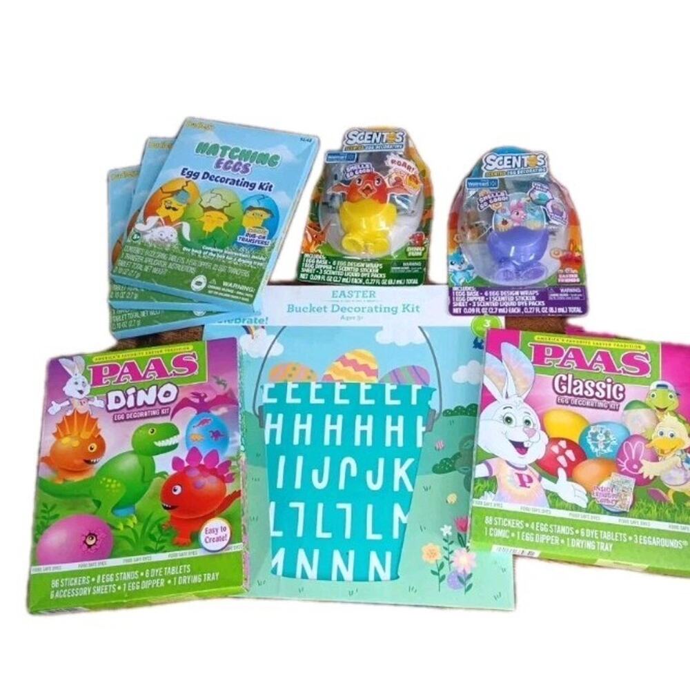 EASTER EGG DECORATING COLOUR 8 Boxes PAAS Dino & Classic, SCENTOS, Hatching NEW
